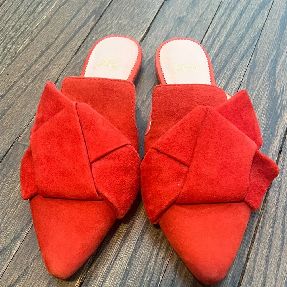 J. Crew Women's Bold Red Suede Mules - Picture 1 of 6